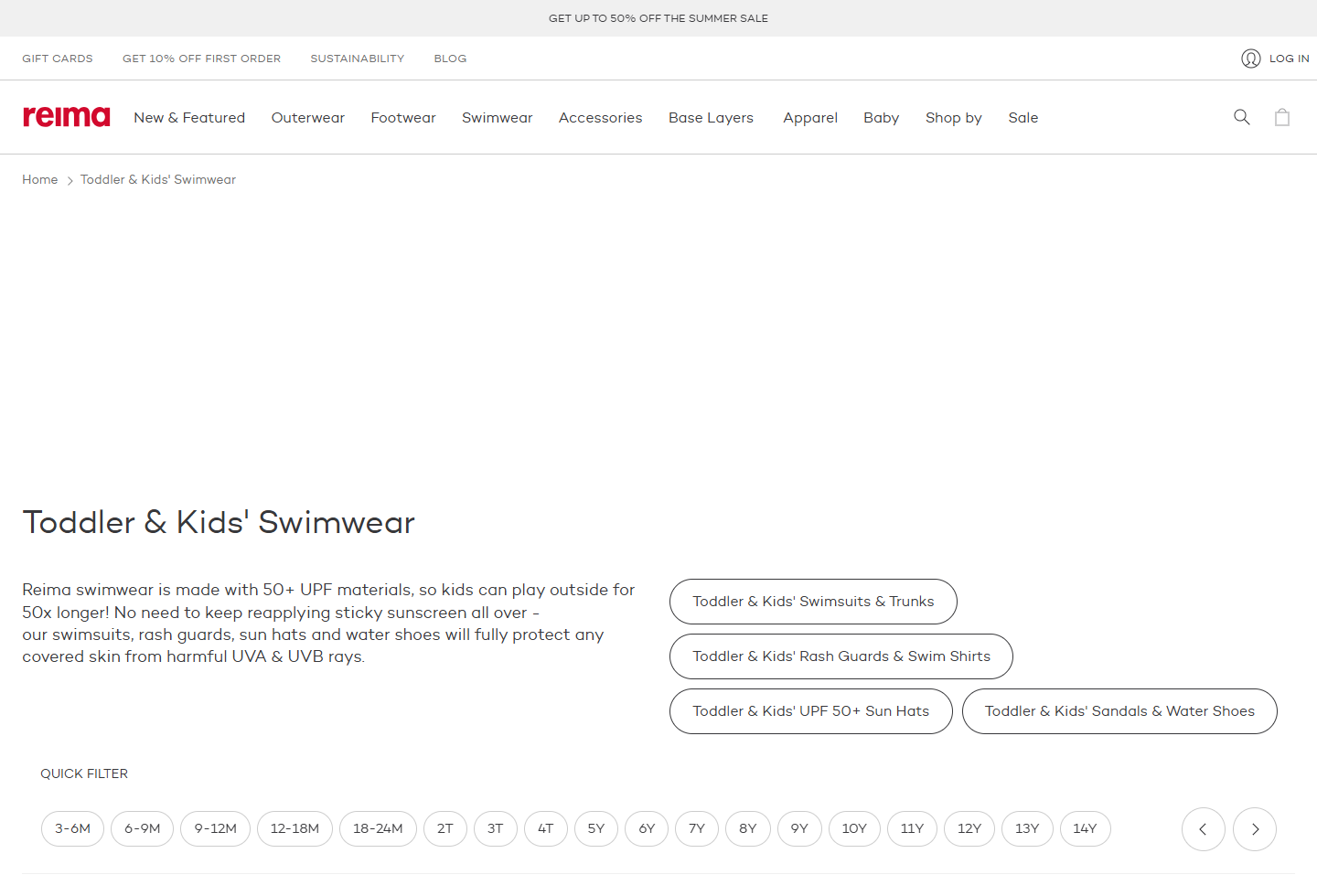 Reima swimwear page